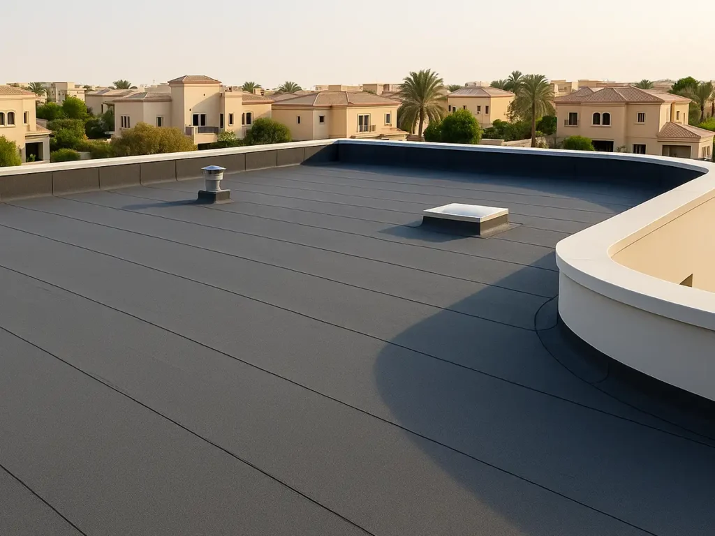 View of a residential roof after bitumen waterproofing work done by Profixer team